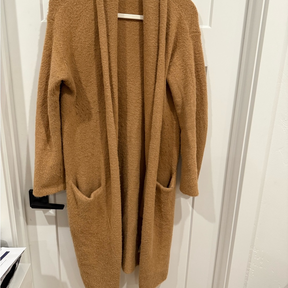 Anthropologie Cozy Tan Open Front Cardigan